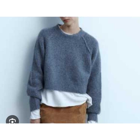 Zara Blue Gray Pullover Sweater Size S NWOT - Picture 1 of 4